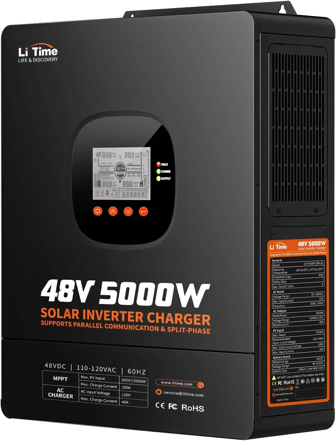Parallel Solar Inverter 48V 5000W Mppt - LiTime 5000W Solar Hybrid Inverter Charger,