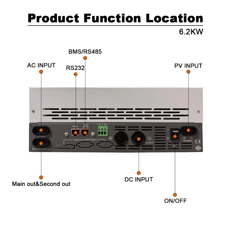 6.2KW Single Phase Off Grid On - đánh giá và giá Off Grid Solar Inverter 48V 6000W