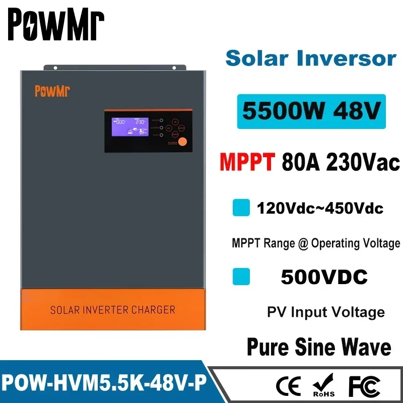 3-Phase Hybrid Solar Inverter  - đánh giá và giá Hybrid Solar Inverter 5.5Kw Mppt 48V