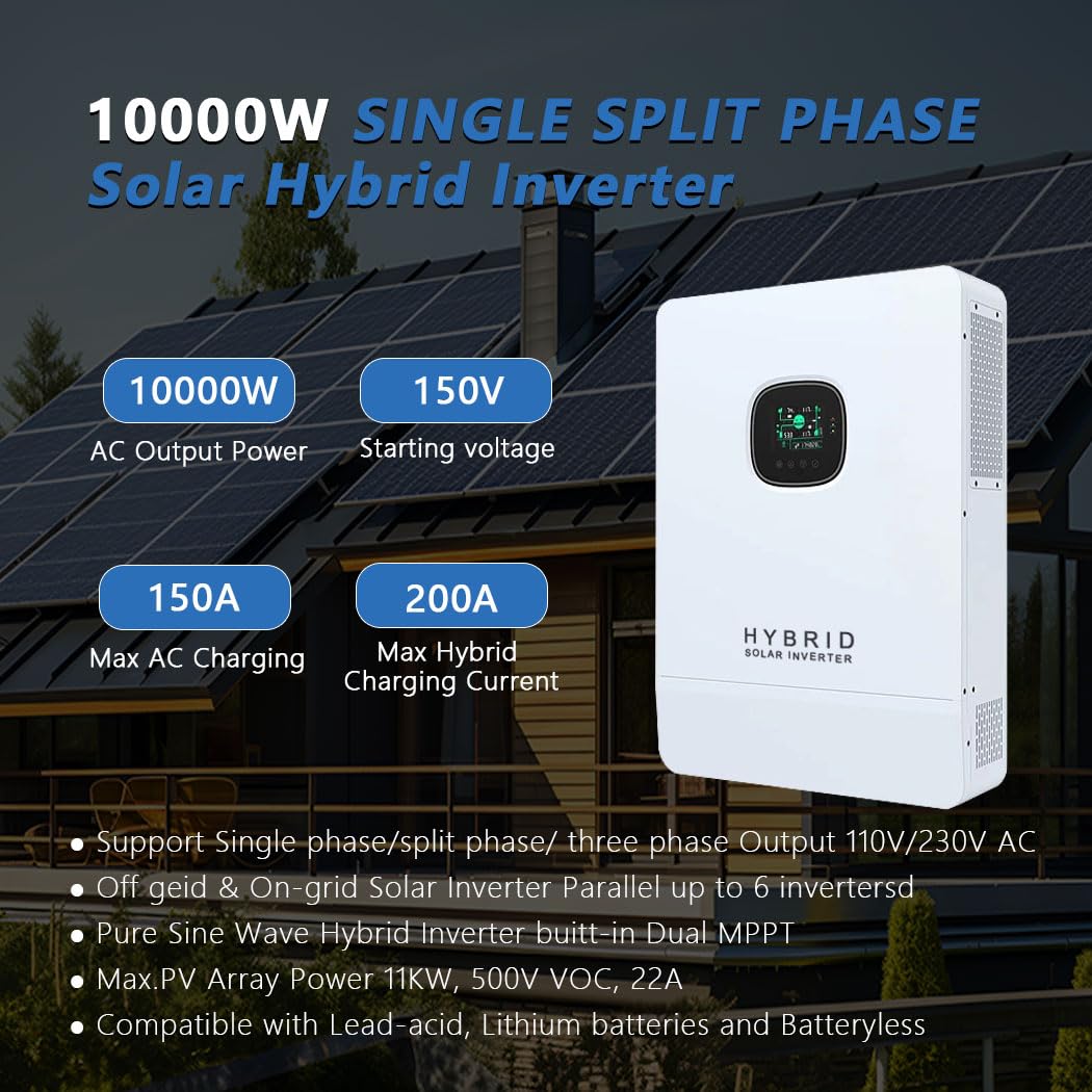 Y&H 10KW Hybrid Solar Inverter - đánh giá và giá Split Phase Inverter 10Kw 110V 220V